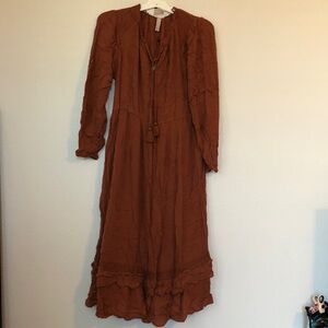 Women’s Rust Long Sleeve Midi Dress